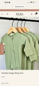 2x Bamboo 0-3 months baby newborn sleepsuit onesies sage and brown