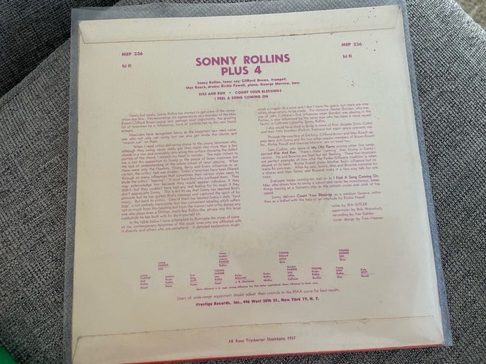 Sonny Rollins Plus 4 7" ep vinyl record jazz