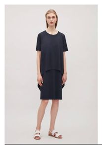 COS Circle-Cut Layer Dress - Navy - Size XS