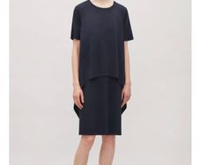COS Circle-Cut Layer Dress - Navy - Size XS