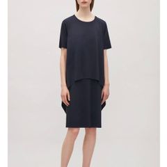 COS Circle-Cut Layer Dress - Navy - Size XS