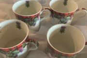 4 Fine China Thistle Tartan Mugs