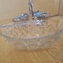 Vintage Glass Basket Dish with Ivy Holder Image 4