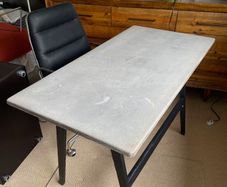 Industrial Style Desk: Distressed Concrete on Black Steel Base