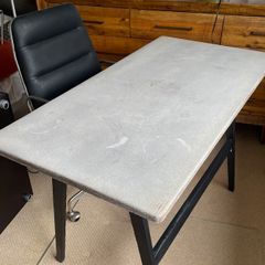 Industrial Style Desk: Distressed Concrete on Black Steel Base