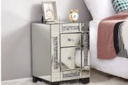 BRAND NEW Mirrored Glass Bedside Table Drawer Glass Handle chevet Chest of Drawer