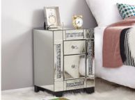 main image for ad BRAND NEW Mirrored Glass Bedside Table Drawer Glass Handle chevet Chest of Drawer