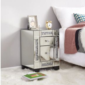 BRAND NEW Mirrored Glass Bedside Table Drawer Glass Handle chevet Chest of Drawer