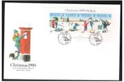 1990 Isle of Man Christmas Stamps Miniature Sheet First Day Cover (FDC)