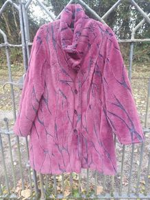 Burgundy and black faux fur coat (free post)