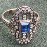 Gold Sapphire Diamonds Art Deco Ring Image 5