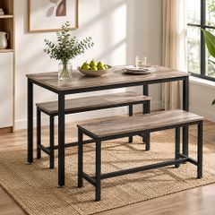 Dining table, kitchen table set, with 2 benches