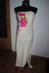 Next stunning cream floral boob tube maxi dress size UK12 EU40 Postage included
