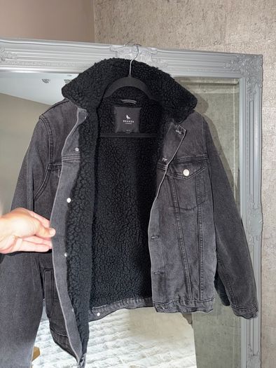 Broken Standard Sherpa Lined Black Denim Jacket M Unisex