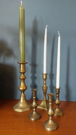 Fabulous Collection of Five Assorted Vintage/Antique Brass Candlesticks - Priced as a Collection, But Can be Sold Separately