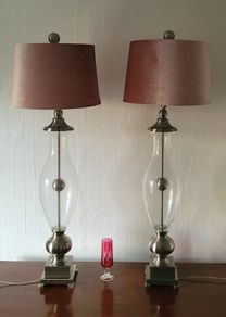 Vintage XL chrome & glass lamps