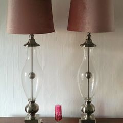 Vintage XL chrome & glass lamps