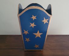 Vintage celestial papermache bin