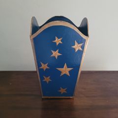 Vintage celestial papermache bin