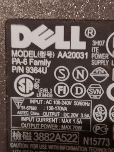 DELL AA20031 20v 3.5amp Power Adaptor in excellent condition