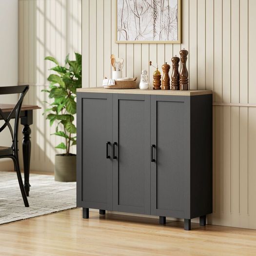 Sideboard Buffet Cabinet with 3 Doors and Adjustable Shelves