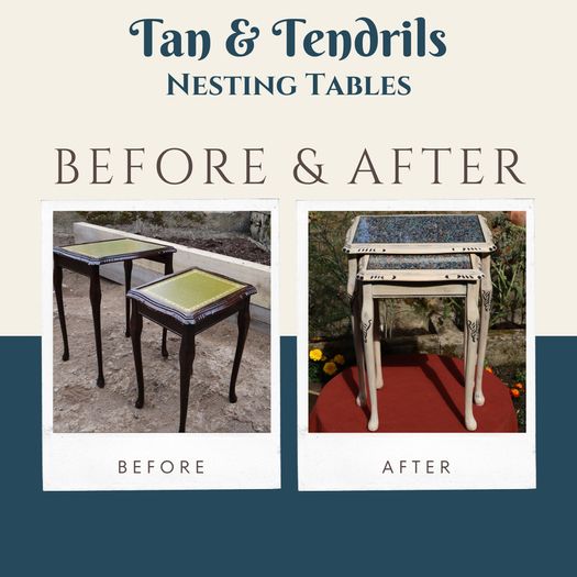 Tan & Tendrils Vintage Nesting Tables (Upcycled)