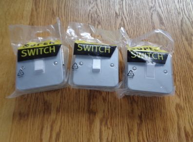 Double Pole Metal Clad Switch & Surface Box x 3 for sale