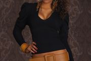 navy crop knitted top with puffer shoulder size s-m
