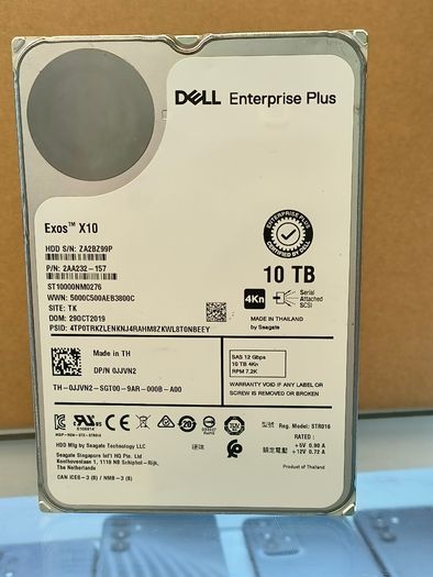 Dell Exos X10 10tb 3.5" Sas Hdd 7200 Rpm St10000nm0276 (tested Health 100%) P/n: 2aa232-157
