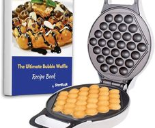 Hong Kong Bubble Waffle Maker by StarBlue with Bonus Recipe e-Book - White - Make Hong Kong Style Bubble Egg Waffle in 5 Minutes, AC 220-240V 50/60Hz 640W, UK Plug