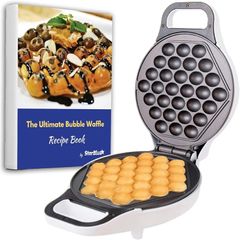Hong Kong Bubble Waffle Maker by StarBlue with Bonus Recipe e-Book - White - Make Hong Kong Style Bubble Egg Waffle in 5 Minutes, AC 220-240V 50/60Hz 640W, UK Plug