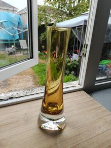 Mid Century Glass Vase Bo Borgstrom for Aseda Glassbruk