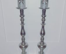 Large Chrome Pillar Candle Holders
