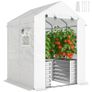 Tomato Greenhouse Film Greenhouse with Raised Bed Roll-up Door Window Sloped Roof 141 x 141 x 190 cm White Image 5