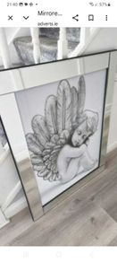 Large Mirrrored Frame Cherub Wall Art