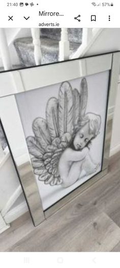 Large Mirrrored Frame Cherub Wall Art