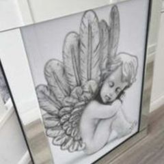Large Mirrrored Frame Cherub Wall Art