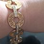 Gold Tone Stainless Steel Bracelet Greek Key Design Marked A1N 20-21cm Image 8