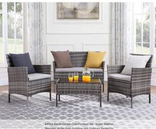 4-Piece Rattan Garden Chair Furniture Set