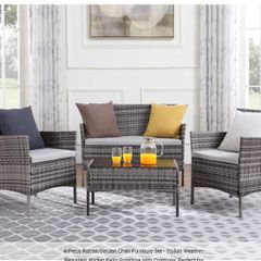 4-Piece Rattan Garden Chair Furniture Set