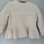 Ted Baker Baby chunky knit blush cardigan with flared peplum waistline & metallic trim and rose gold heart buttons  Sz 6-12 mths EUC Image 2