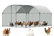 Large Metal Chicken Coop 3 x 3.97 x 2 m Walk-in Chicken Run House, Doom Roof Hen House Enclosure with Cover and Security Lock, Outdoor Duck Rabbit Cage Poultry Pen for Backyard, Farm, Yard Use