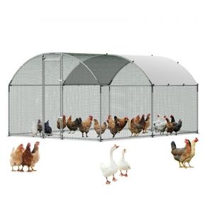 Large Metal Chicken Coop 3 x 3.97 x 2 m Walk-in Chicken Run House, Doom Roof Hen House Enclosure with Cover and Security Lock, Outdoor Duck Rabbit Cage Poultry Pen for Backyard, Farm, Yard Use