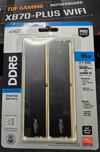 Asus X870 + Ryzen 9 + 96gb Ddr5