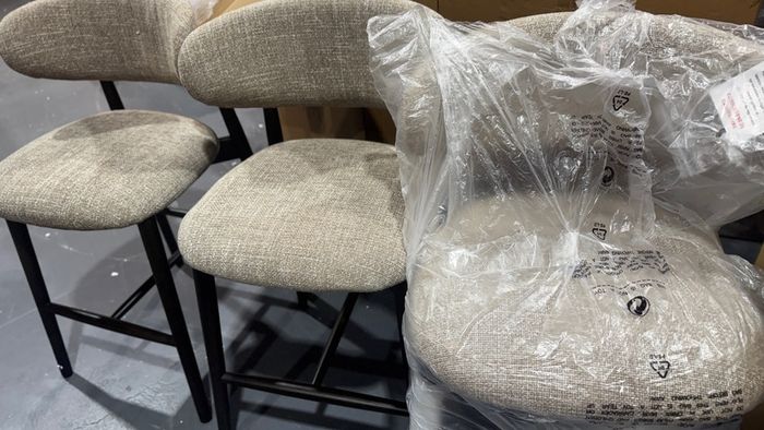4 x Beige Fabric Counter Bar Stools Like New