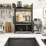 Expandable Microwave Shelf,3-Tier Microwave Stand,Black Adjustable Kitchen storage & Organisation, Heavy Duty Microwave Rack with Knife Holder, Cutlery Box & Cutting Board Rack Image 4