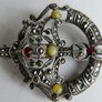 Vintage Sterling Silver Celtic Connemara Marble and Marcasite Dagger Pin Brooch 14,56g Image 2