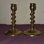 Matching pair of Solid Brass Twisted Candle Holders Image 6