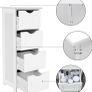 _Bathroom cabinet, narrow wooden bathroom cabinet with 4 drawers, 30 x 30 x 82 cm, living room, bedroom, hallway, deep, free-standing, space-saving, white Image 4