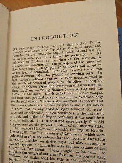 Of Civil Goverment. By John Locke. 1936 Hardback In Good Condition.  See Photos For Same.
